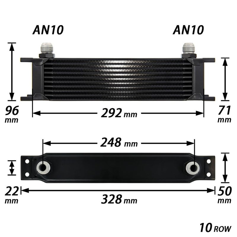 ZHSYMX 10 Row AN10-10AN Stacked Plate Oil Cooler With 6AN 8AN Adapter Universal Engine Transmission British Radiator Oil Cooler Condenser Aluminium Alloy Black - Image 5
